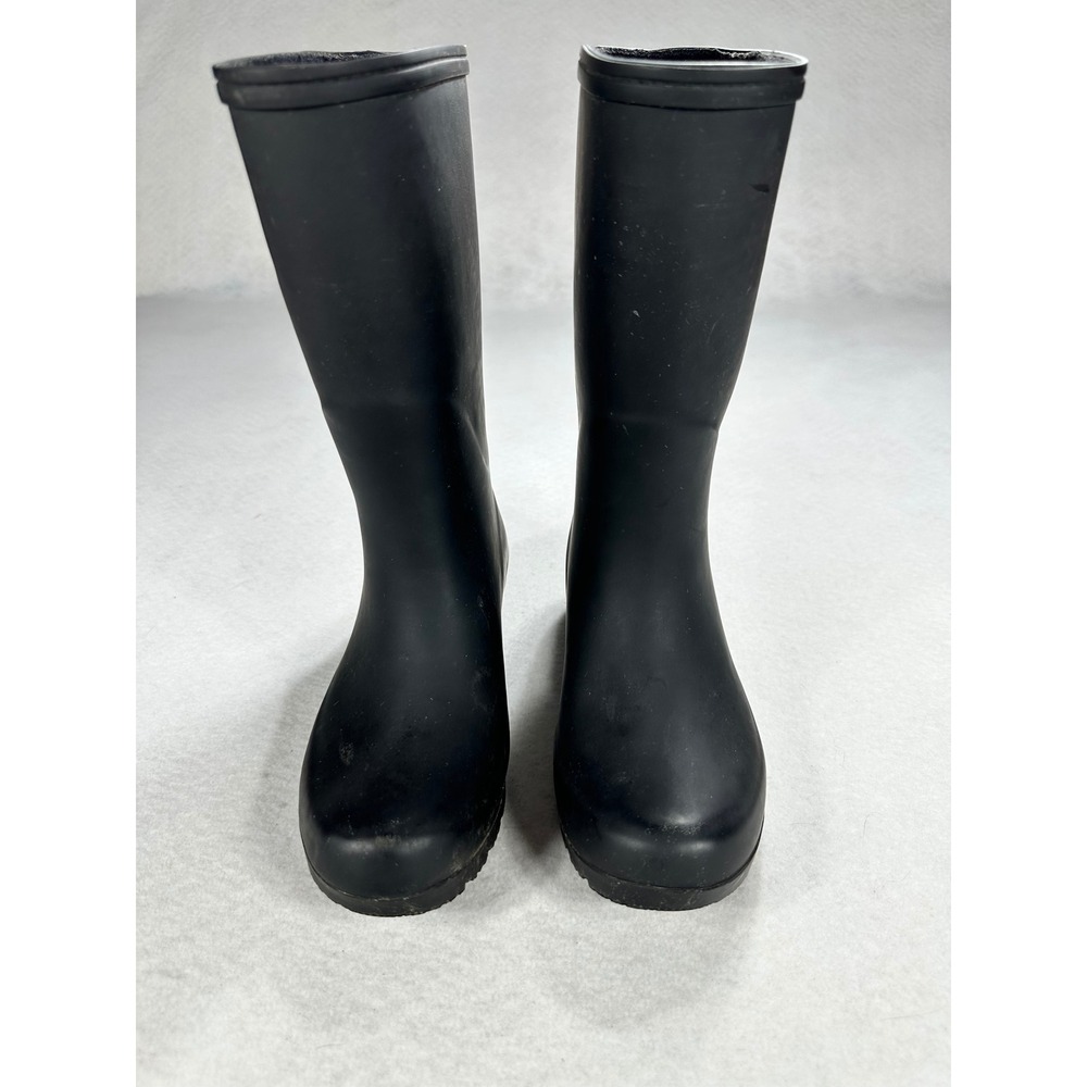 Roma Boots Womens Matte Black Rubber Rain Boots Mid Calf Waterproof Size 6